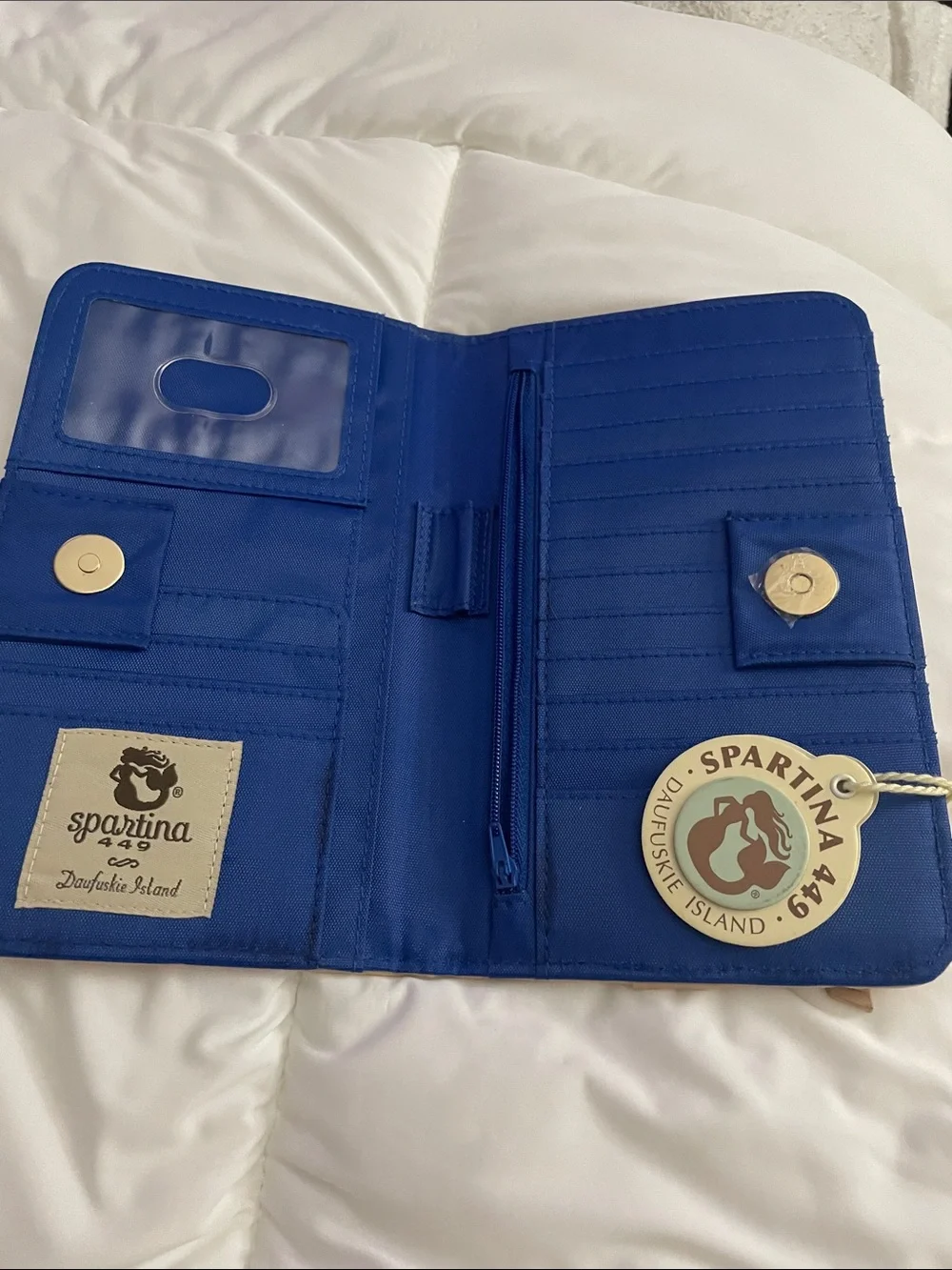 Spartina 449 Coastal Map Zip Wallet - Blue, Cream, Tan, Orange